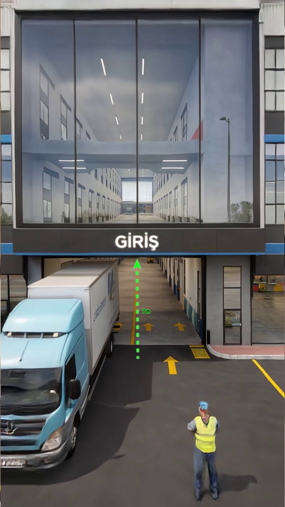 Controlled logistics entrance with delivery vehicle