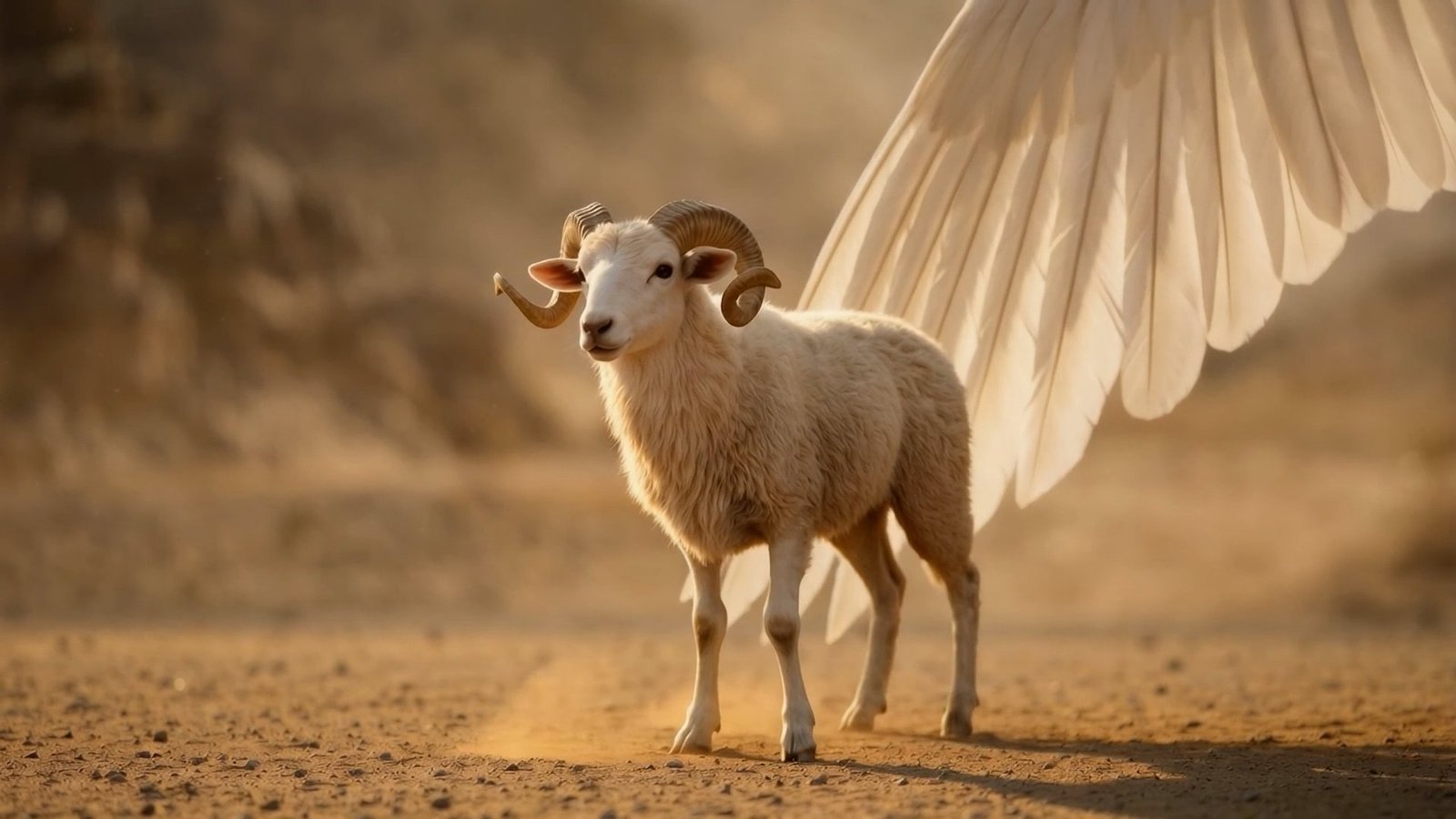 A symbolic animal reconstruction in warm desert light
